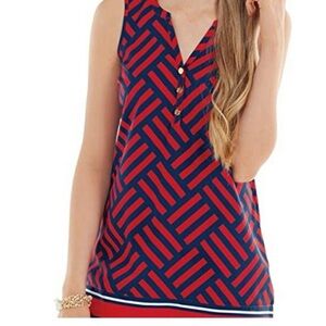 NWT Mud Pie Red & Navy Geometric Tank – Summer Must-Have